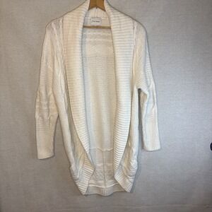 Pink Rose Womens Open Front Cardigan Sweater Small Cottagecore‎ White Warm Cozy
